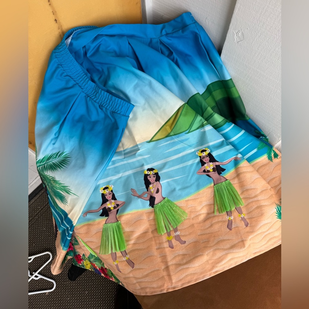 Plus Size Hawaiian Print Skirt